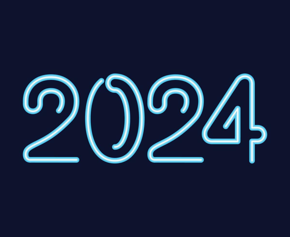 2024 Happy New Year Abstract Cyan And White Graphic Design Vector Logo Symbol Illustration With Blue Background