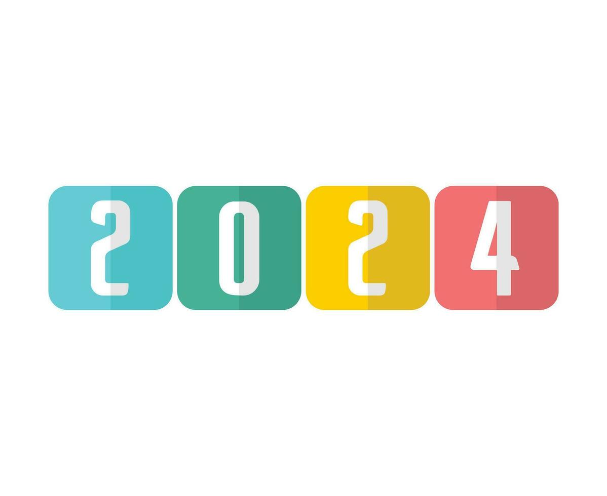 2024 contento nuevo año resumen multicolor gráfico diseño vector logo símbolo ilustración