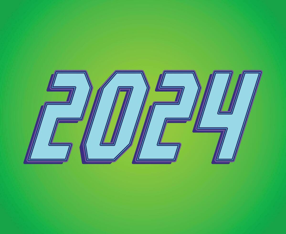 2024 Happy New Year Abstract Purple And Cyan Graphic Design Vector Logo Symbol Illustration With Green Background
