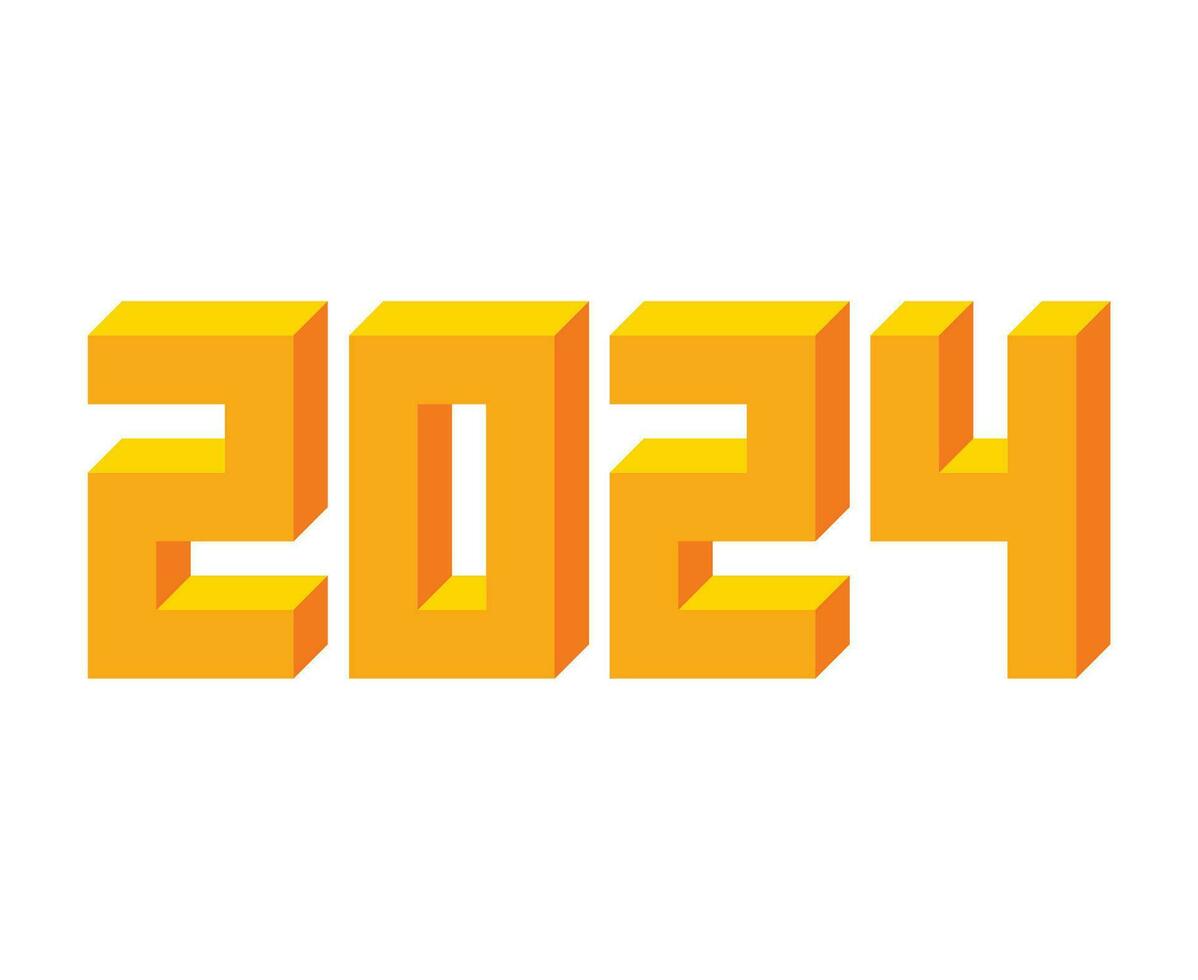 Happy New Year 2024 Abstract Yellow Graphic Design Vector Logo Symbol Illustration