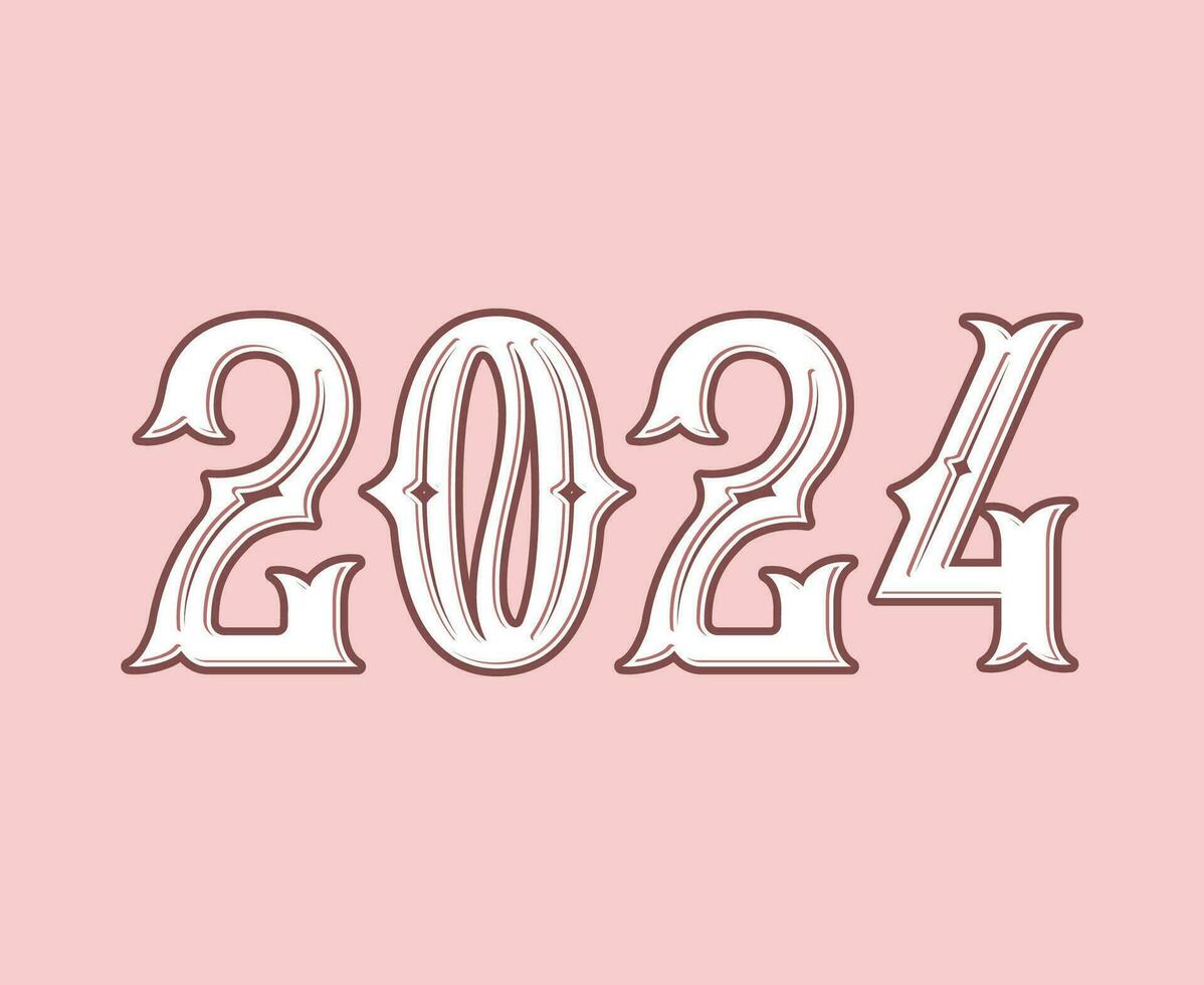 2024 Happy New Year Abstract Maroon And White Graphic Design Vector Logo Symbol Illustration With Pink Background
