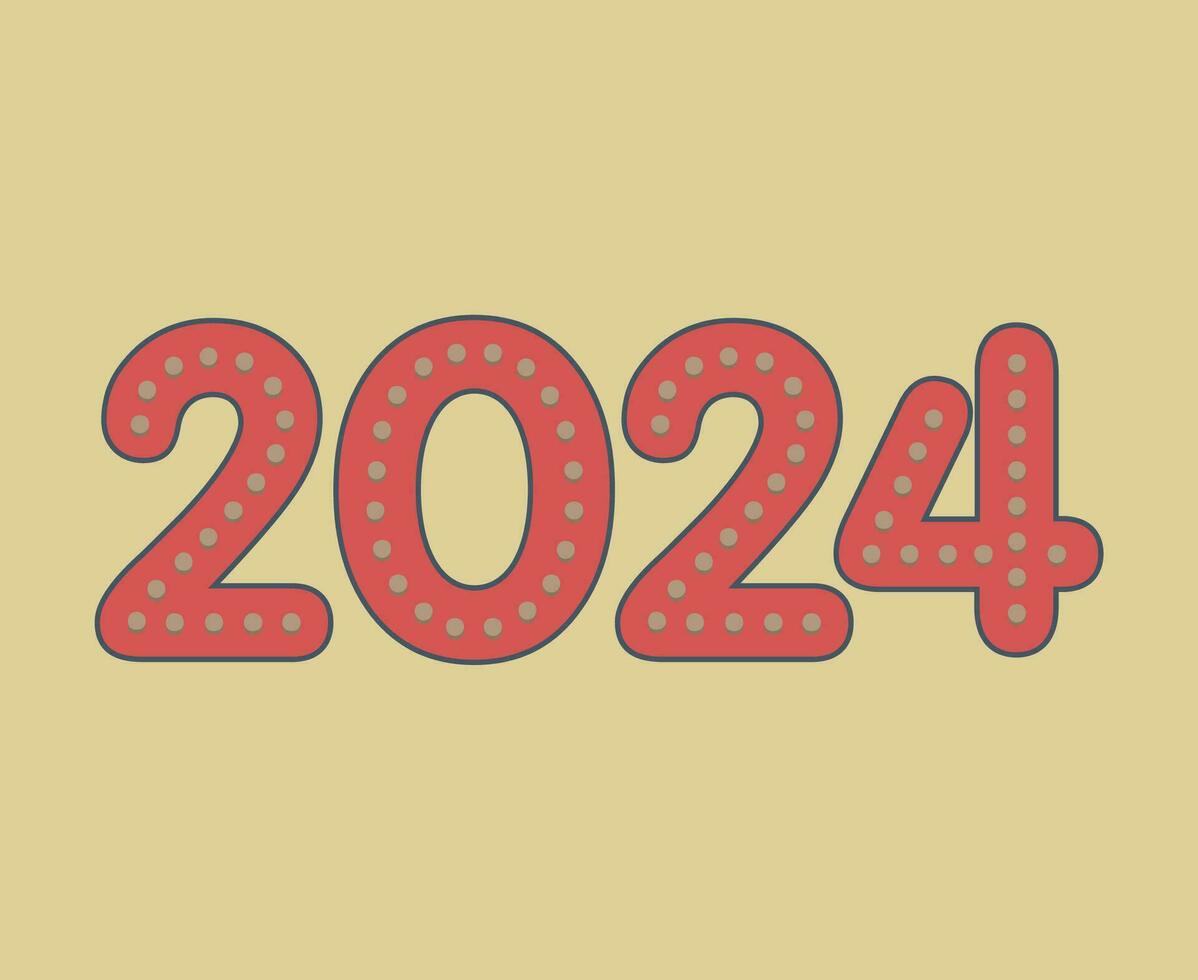 2024 Happy New Year Abstract Red Graphic Design Vector Logo Symbol Illustration With Brown Background