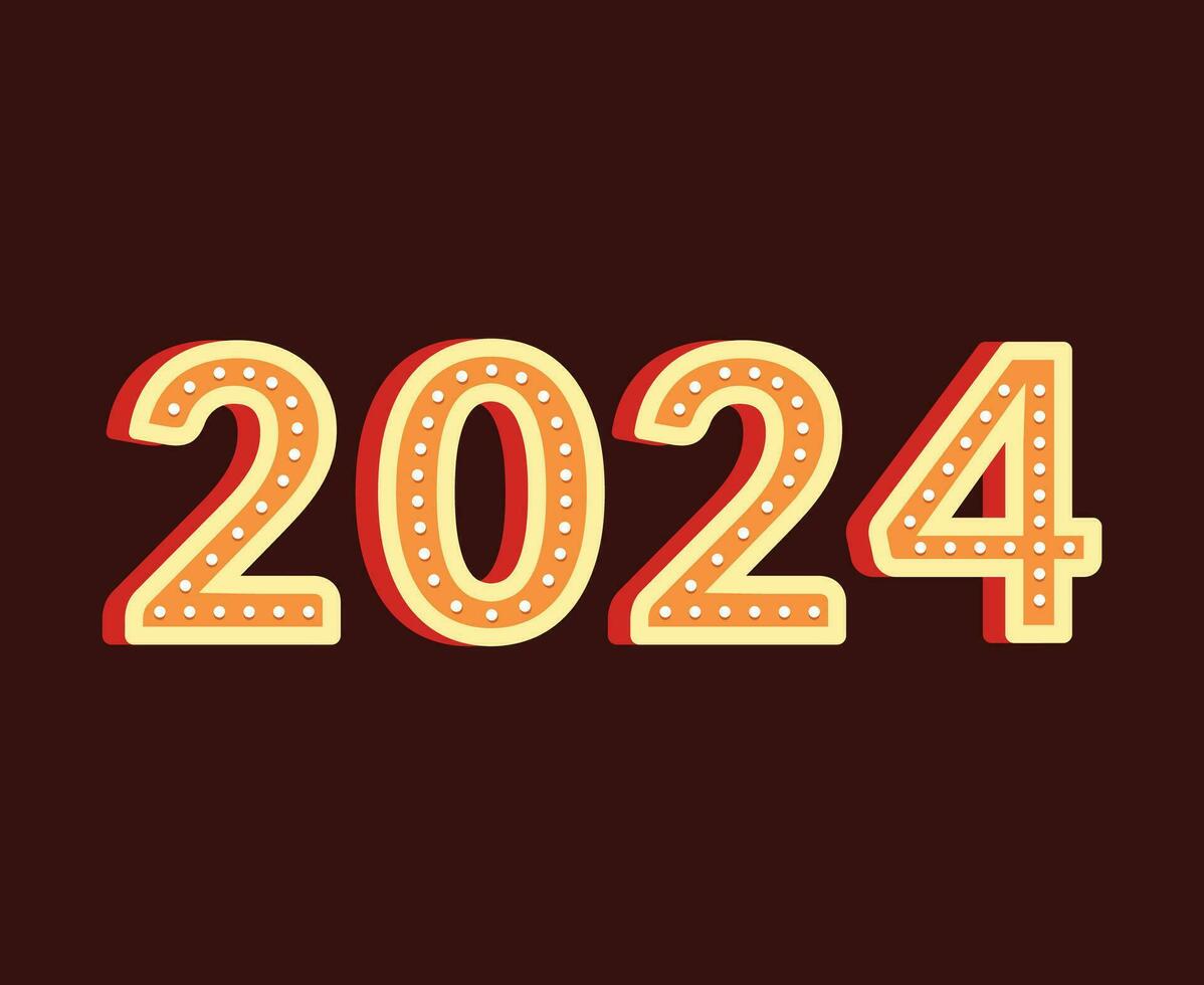 2024 Happy New Year Abstract Orange Graphic Design Vector Logo Symbol Illustration With Maroon Background