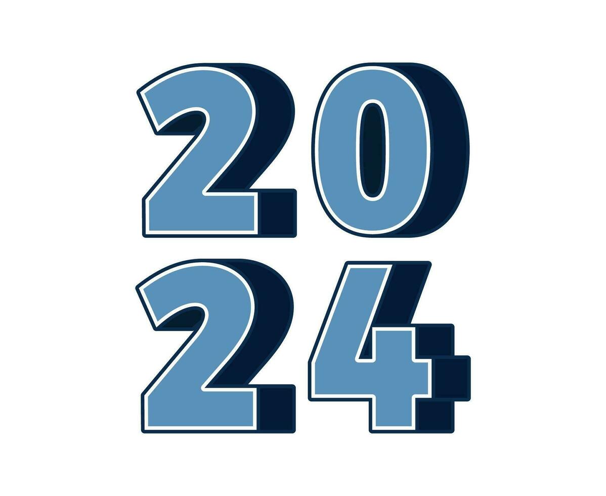 2024 Happy New Year Abstract Blue Graphic Design Vector Logo Symbol Illustration