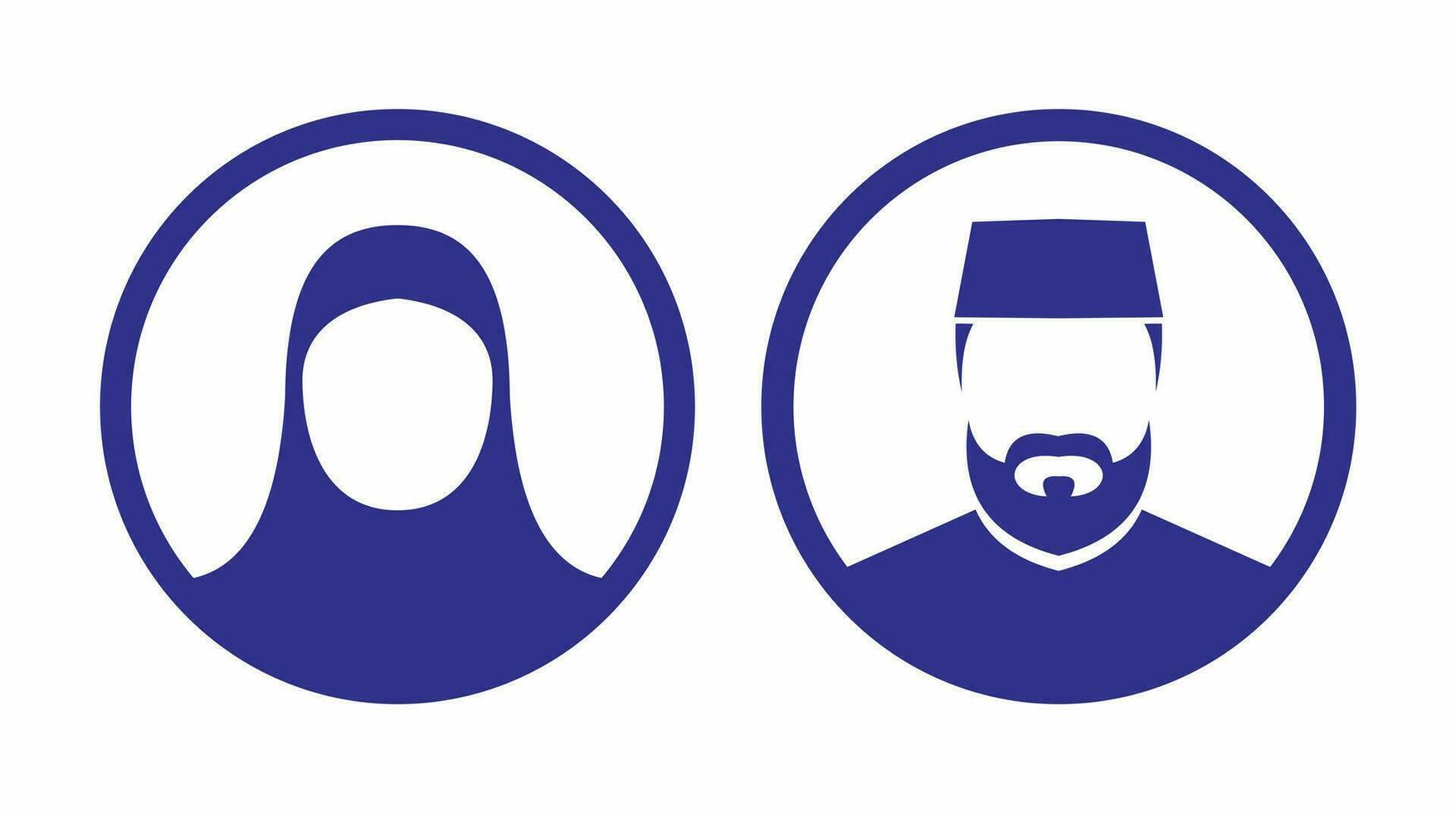 mujer y hombre musulmán icono. islámico mujer y hombre símbolo. sencillo y minimalista musulmán signo. vector