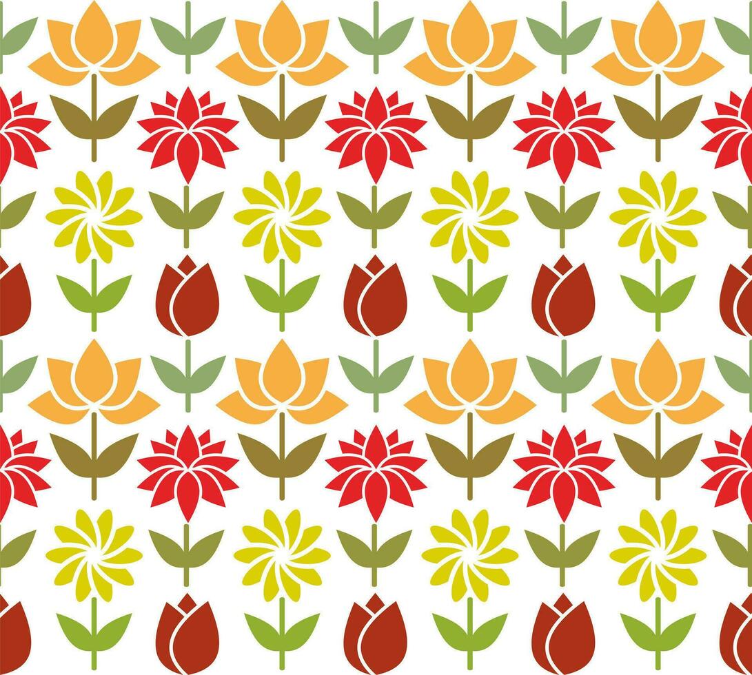 Seamless childish flower pattern. Creative flowers texture for fabric, wrapping, textile, wallpaper, apparel. Seamless pattern with creative decorative flowers. vector