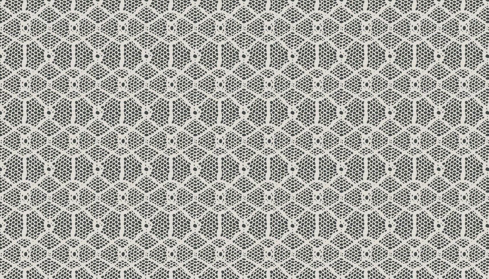 Geometric lace fabric composed of diamonds, circles, and hexagons