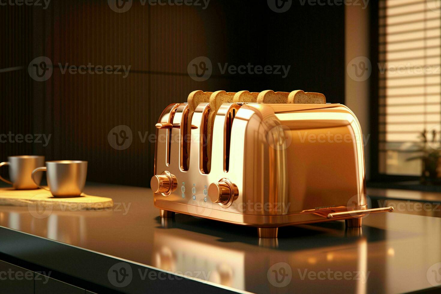 AI generated A sleek and modern toaster with goldenbrown photo