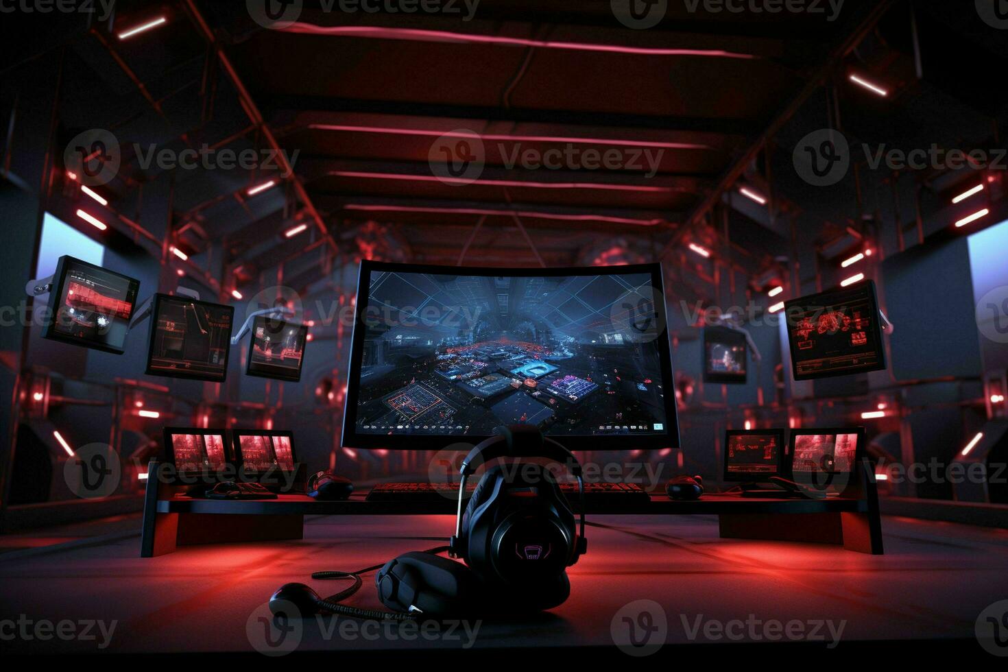 AI generated A virtual reality gaming setup with motion photo
