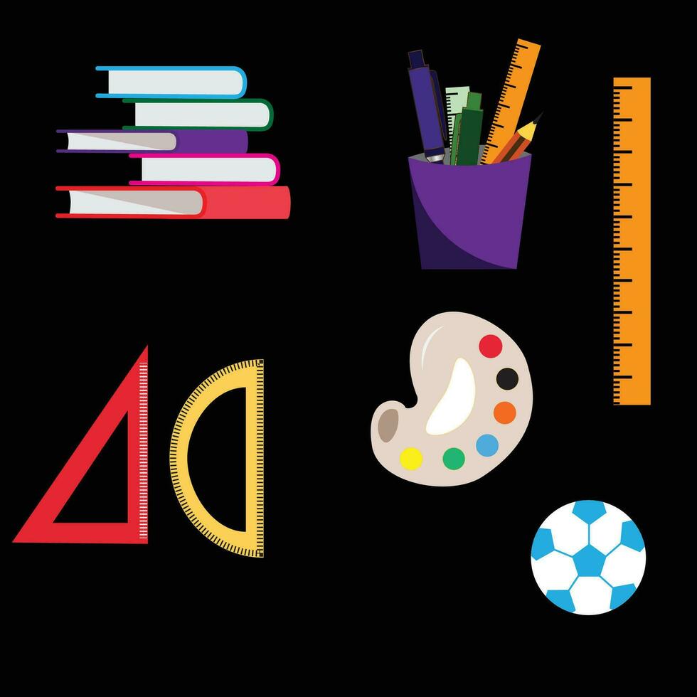 School items and accessories top quality vector pack