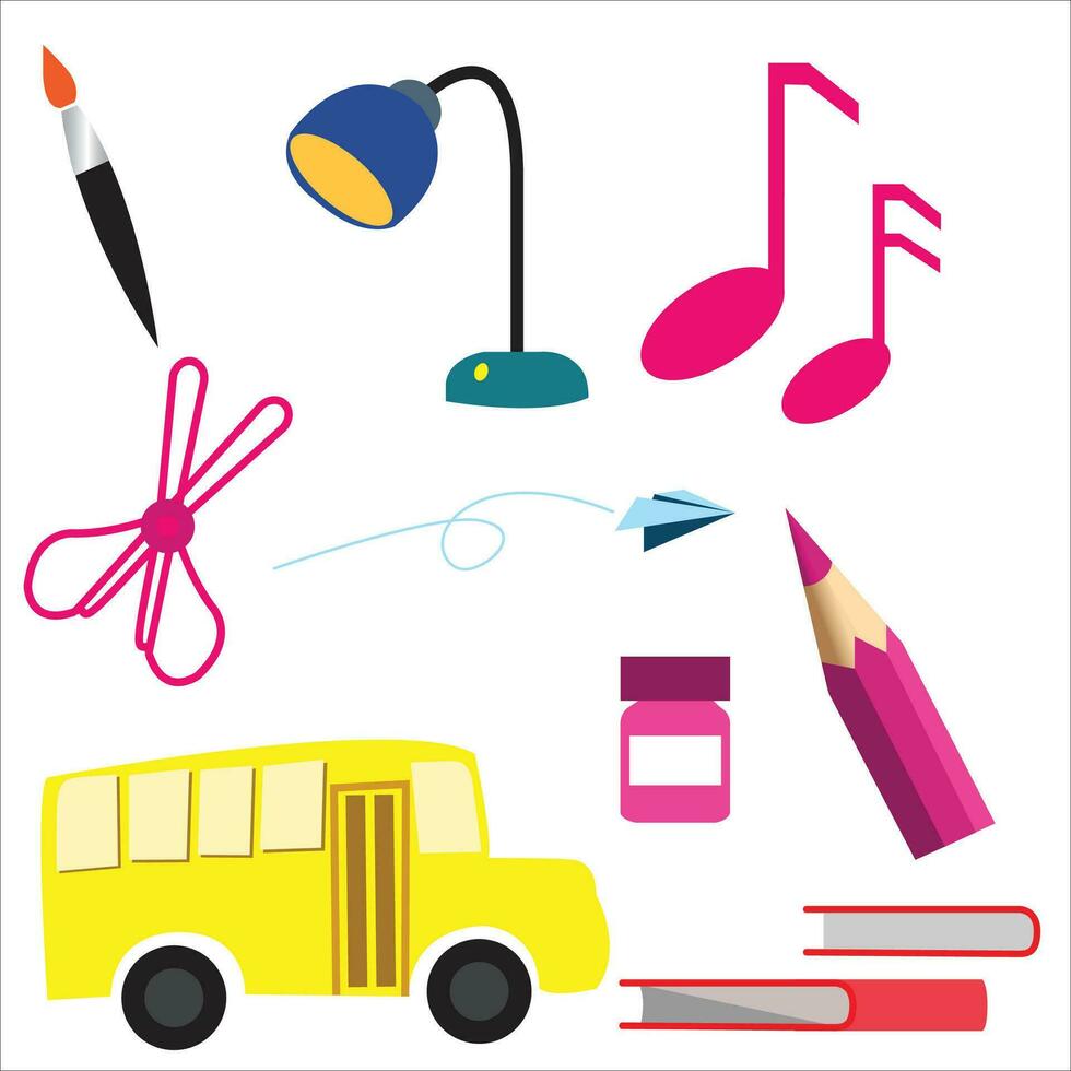 School items and accessories top quality vector pack