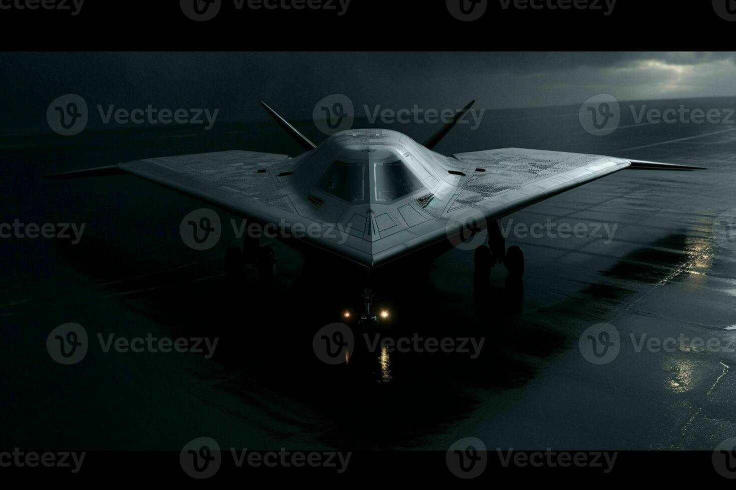 AI generated A stealth bomber emerges from the shadows photo