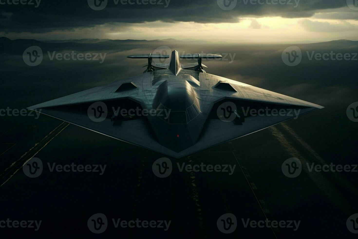 AI generated A stealth bomber emerges from the shadows photo