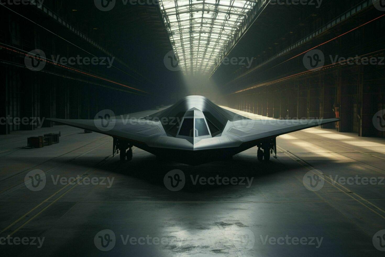 AI generated A stealth bomber emerges from the shadows photo