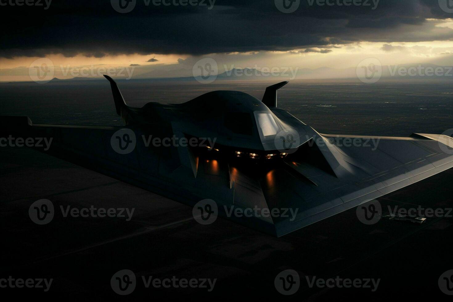 AI generated A stealth bomber emerges from the shadows photo