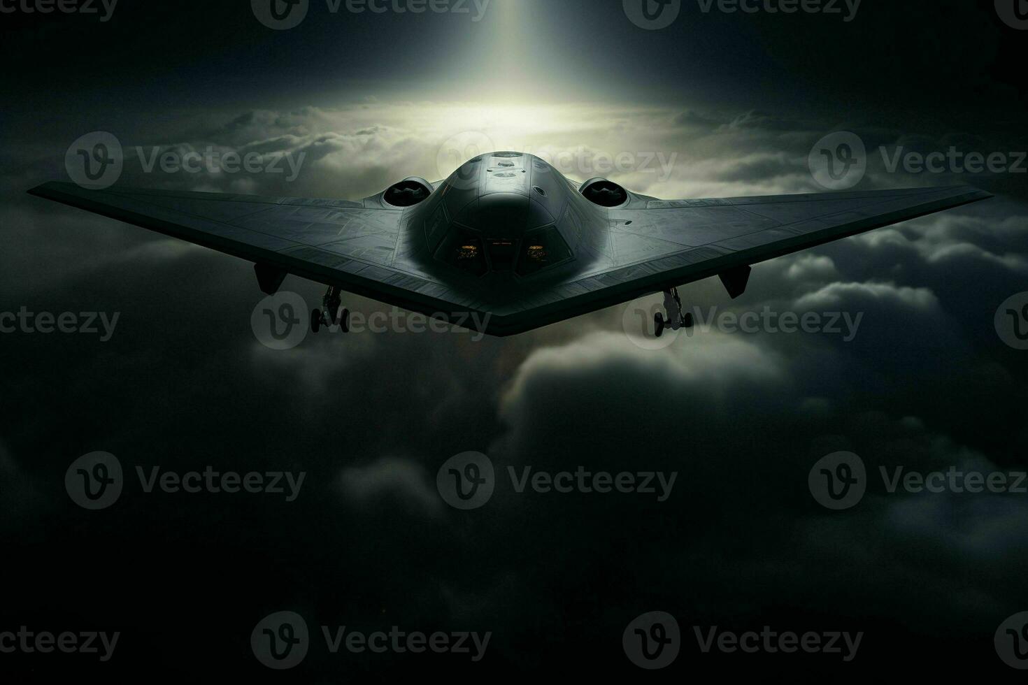AI generated A stealth bomber emerges from the shadows photo