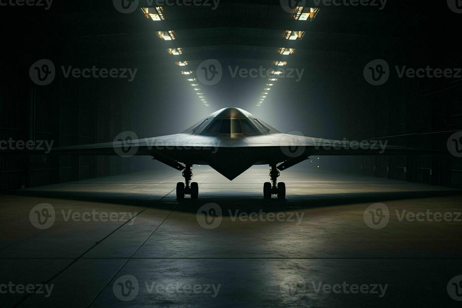 AI generated A stealth bomber emerges from the shadows photo