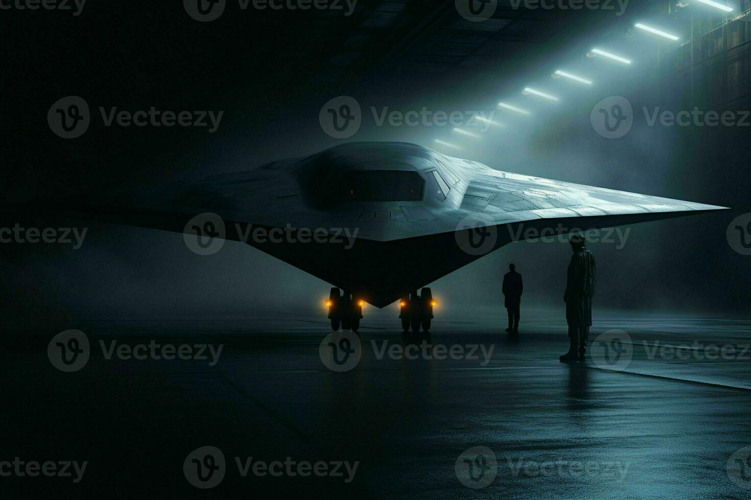 AI generated A stealth bomber emerges from the shadows photo