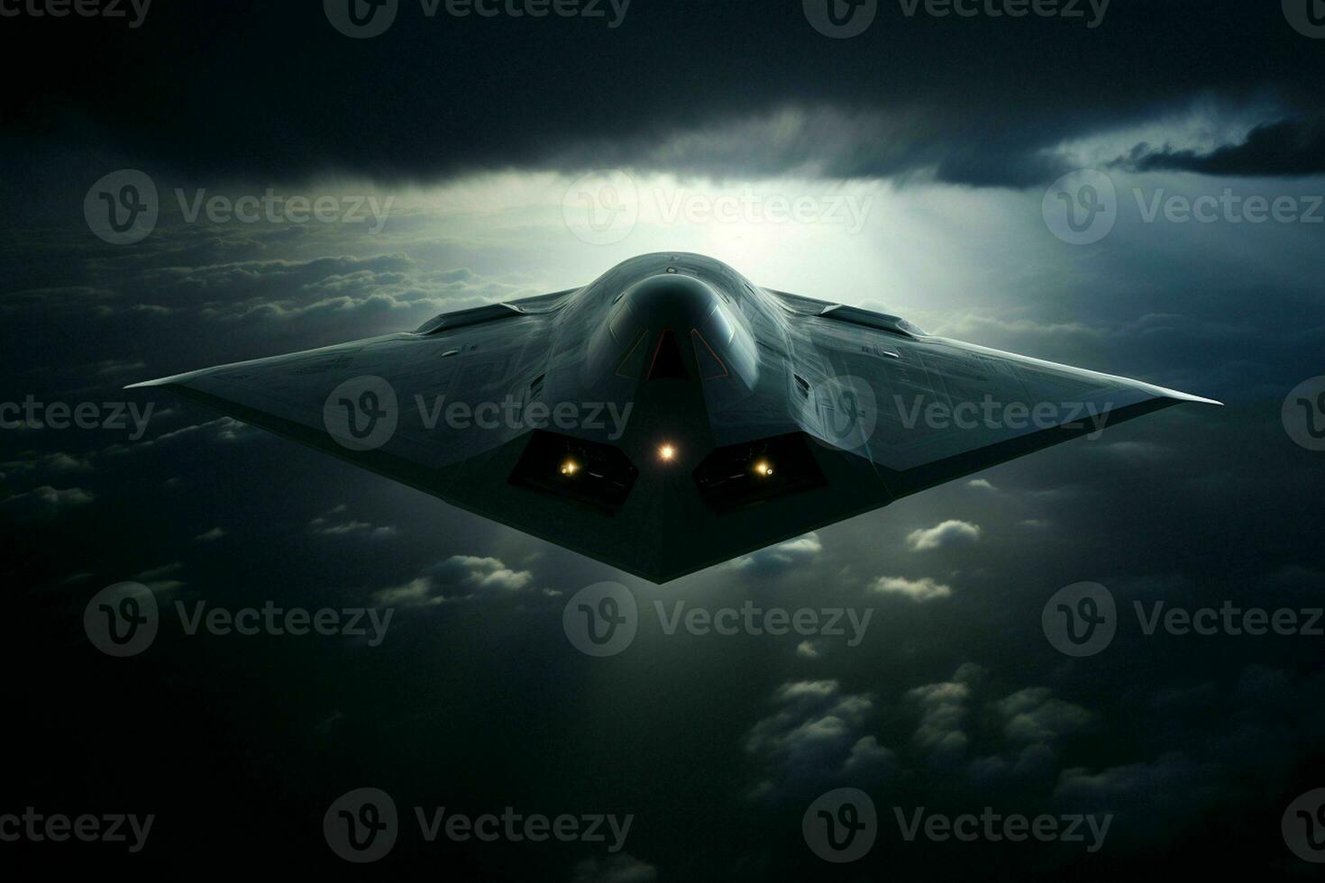 AI generated A stealth bomber emerges from the shadows photo