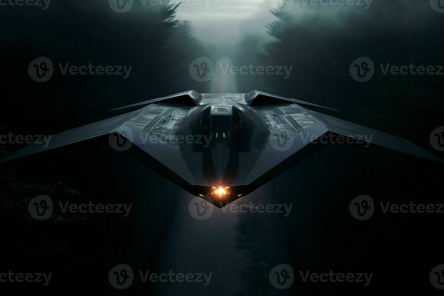 AI generated A stealth bomber emerges from the shadows photo