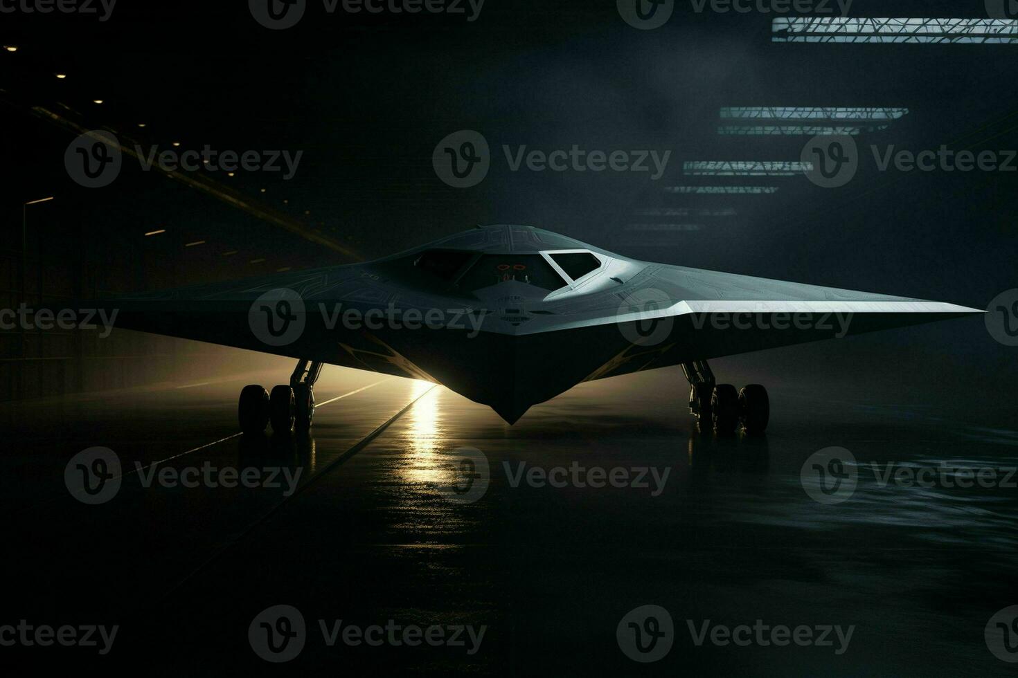 AI generated A stealth bomber emerges from the shadows photo