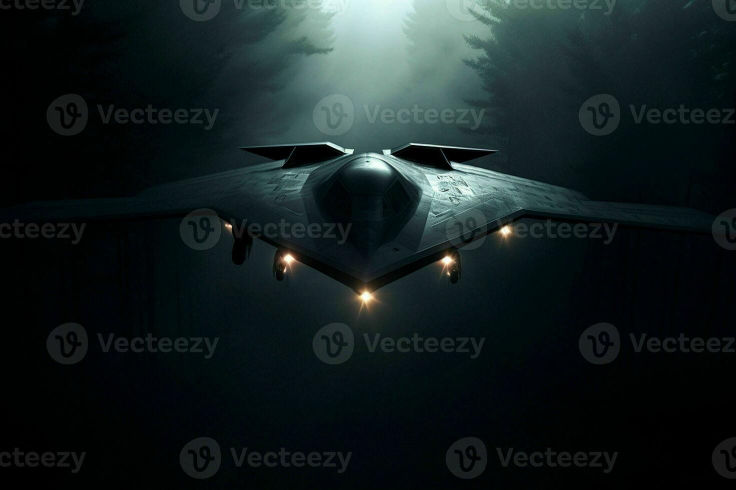 AI generated A stealth bomber emerges from the shadows photo