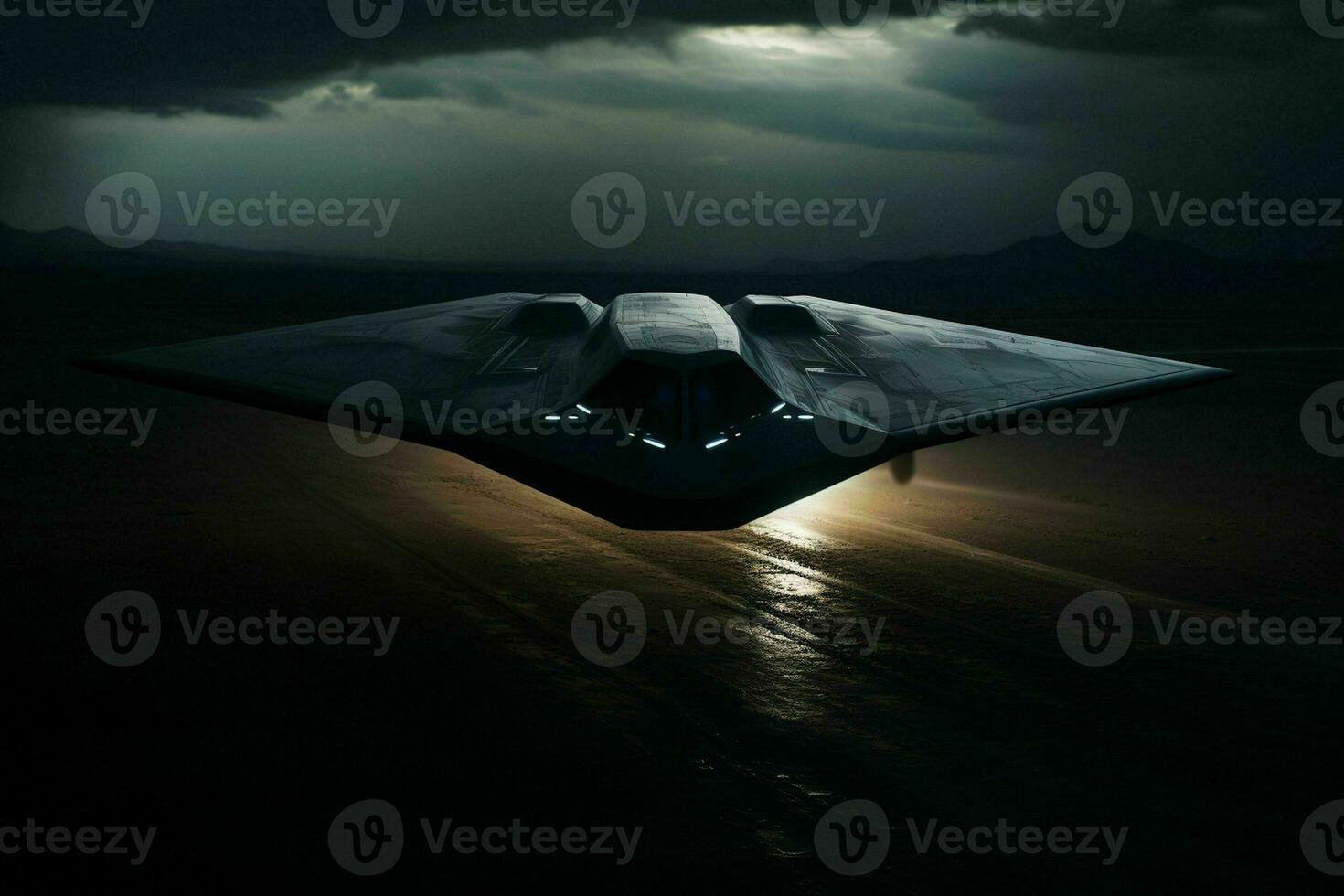 AI generated A stealth bomber emerges from the shadows photo