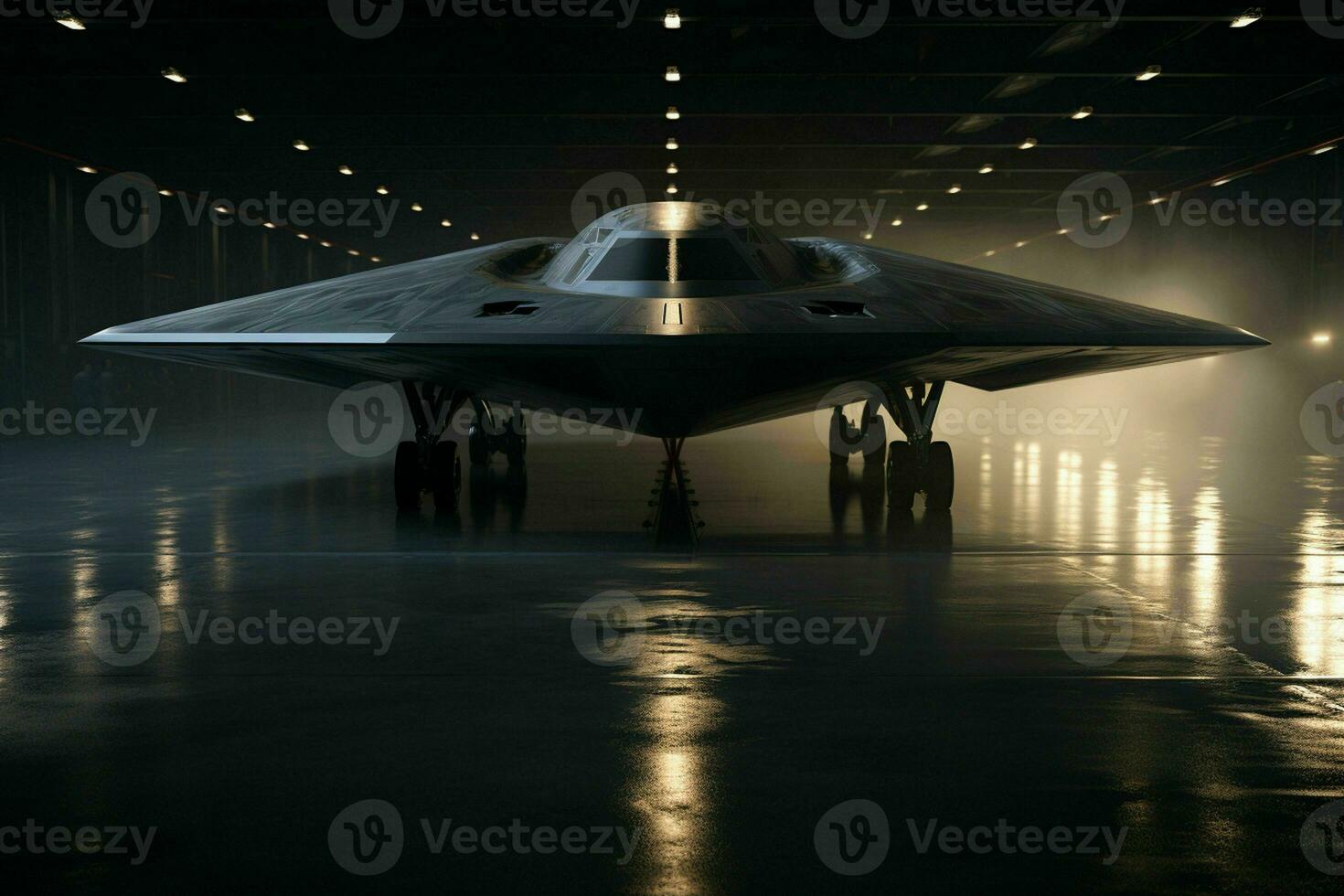 AI generated A stealth bomber emerges from the shadows photo