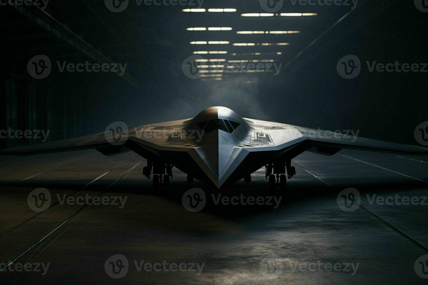 AI generated A stealth bomber emerges from the shadows photo