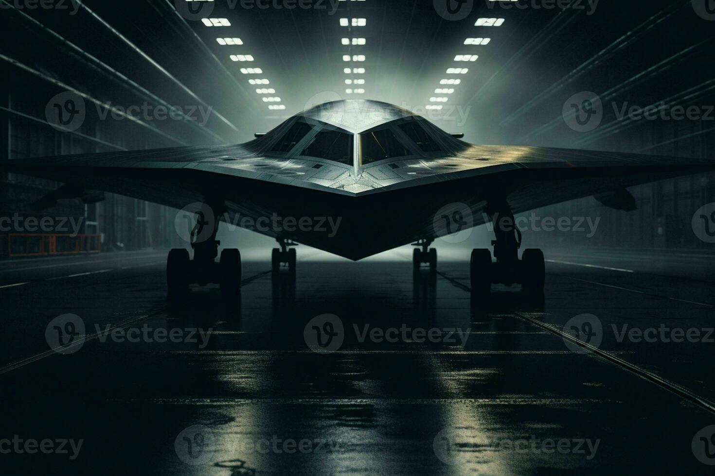 AI generated A stealth bomber emerges from the shadows photo