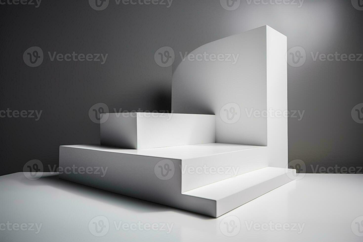 AI generated White pedestal display platform for product placement background 3d rendering. Ai generated photo