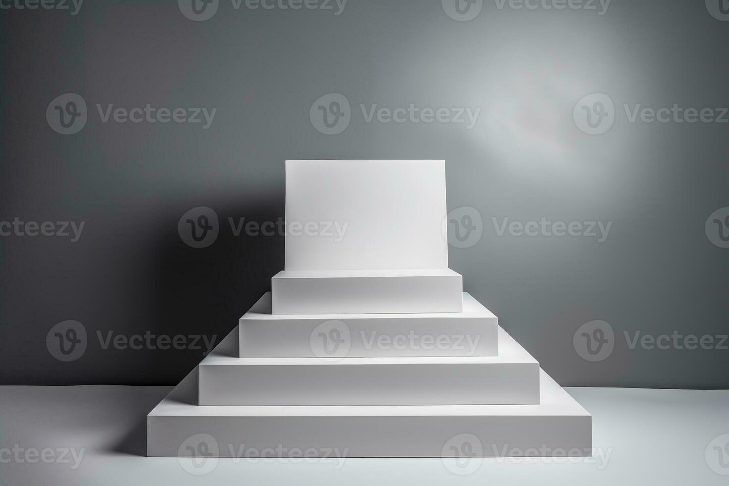 AI generated White podium product display background. Monochrome advertising template.  Ai generated photo