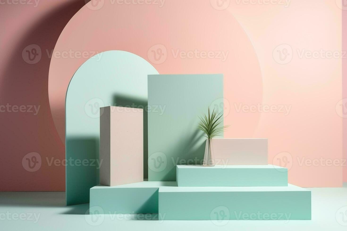 AI generated Presentation pastel colorful podium 3d abstract background, empty backdrop pedestal. Ai generated photo