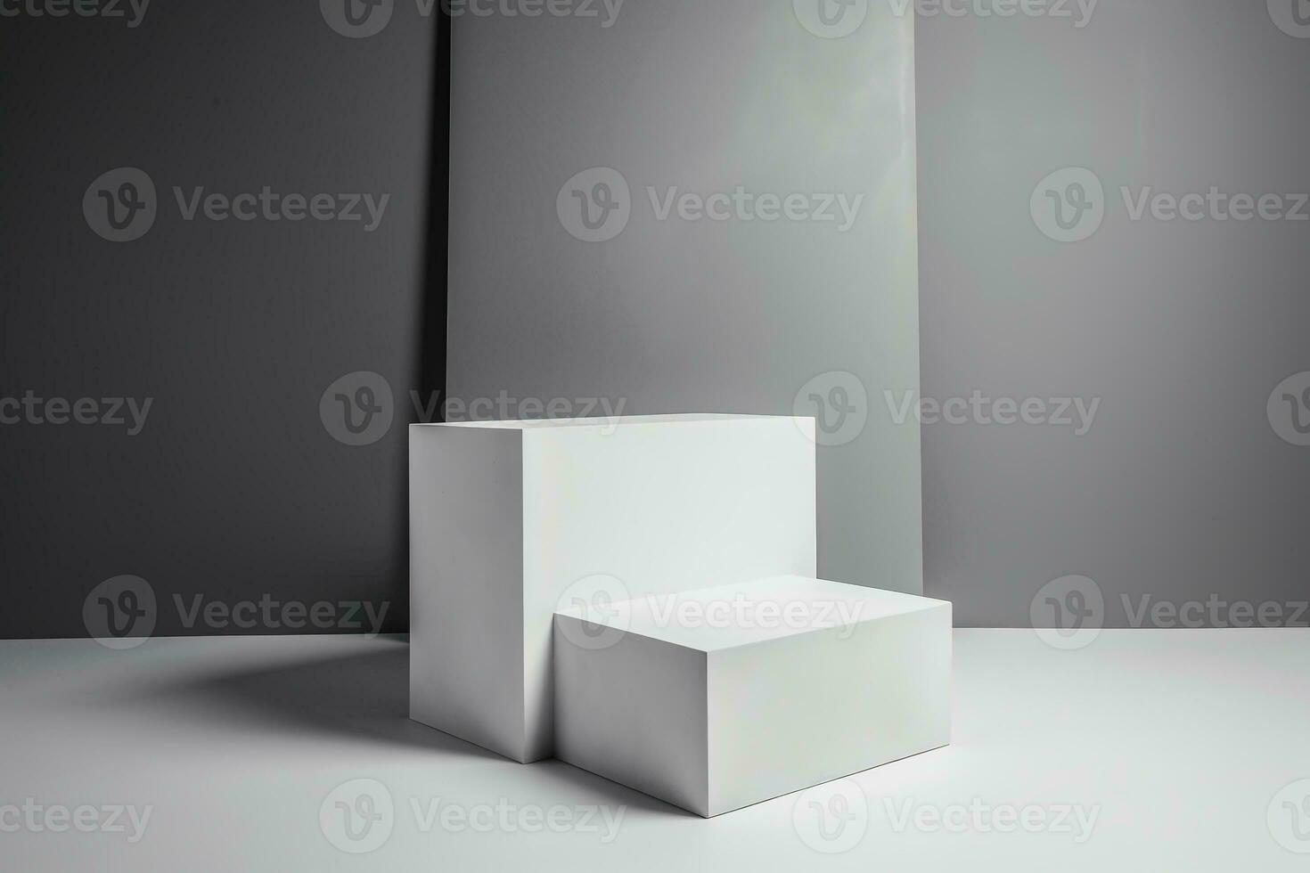 AI generated White pedestal display platform for product placement background 3d rendering. Ai generated photo