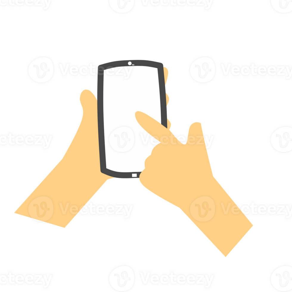 close up of two hands holding a smartphone png