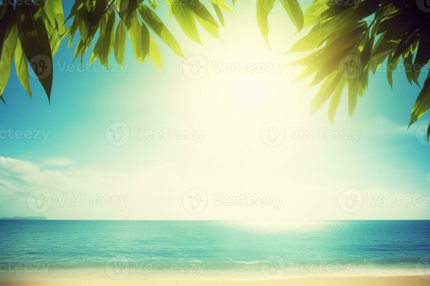 AI generated Bokeh summer beach landscape. Vacation background. Ai generated photo
