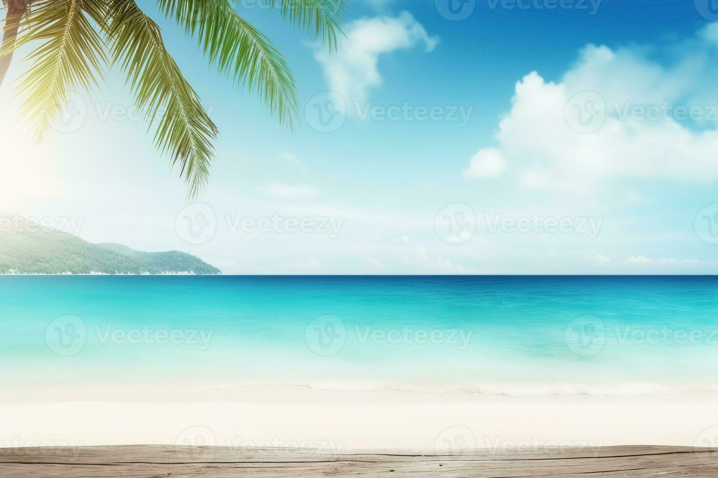 AI generated Summer beach landscape. Vacation background. Ai generated photo