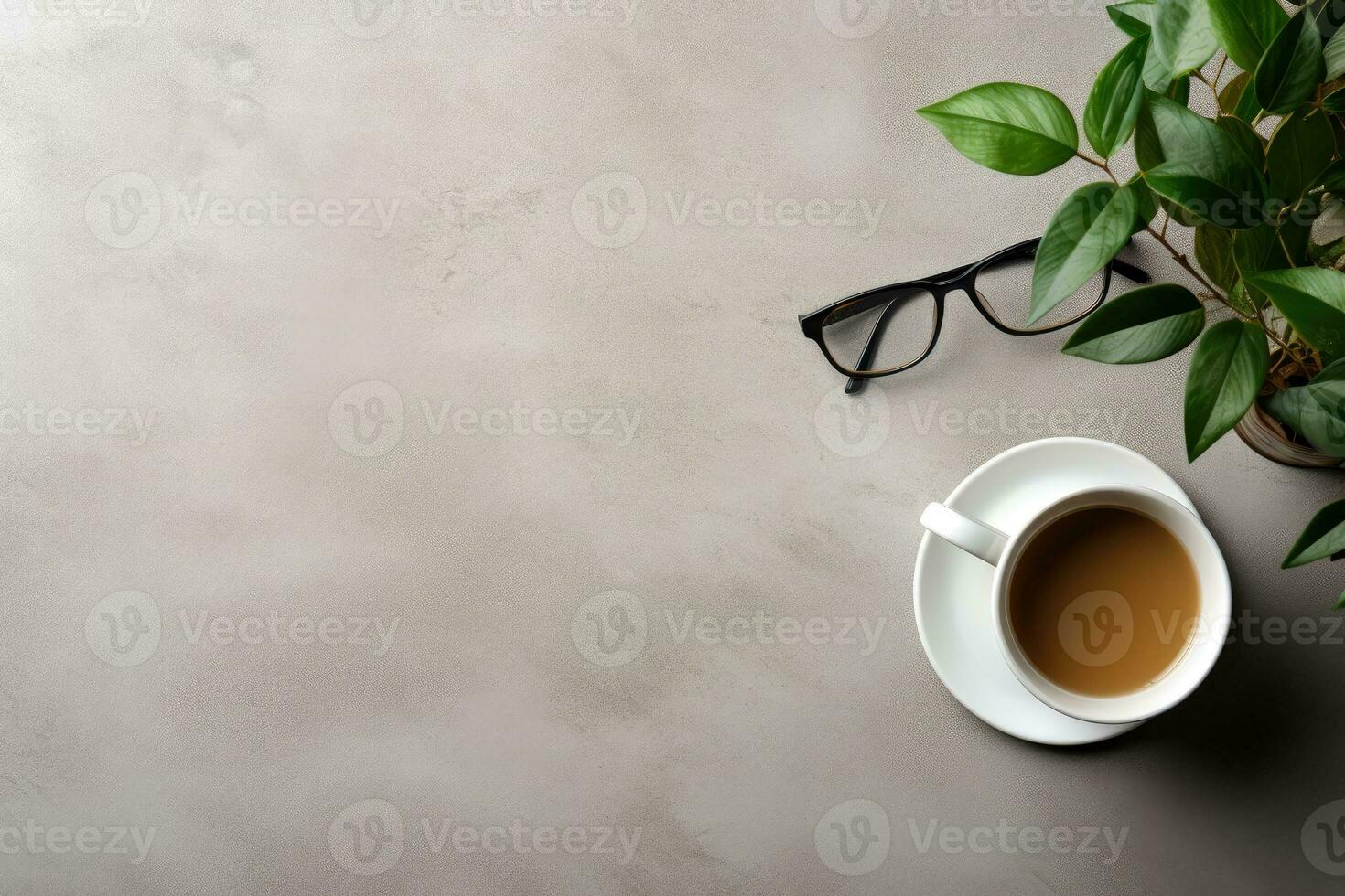 AI Generated Top view Office desk with office tools, computer laptop on wood table background with copy space. Generative AI photo