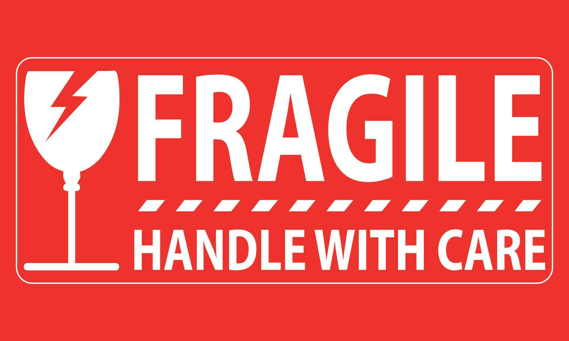 Fragile handle with care sticker, fragile label with broken glass