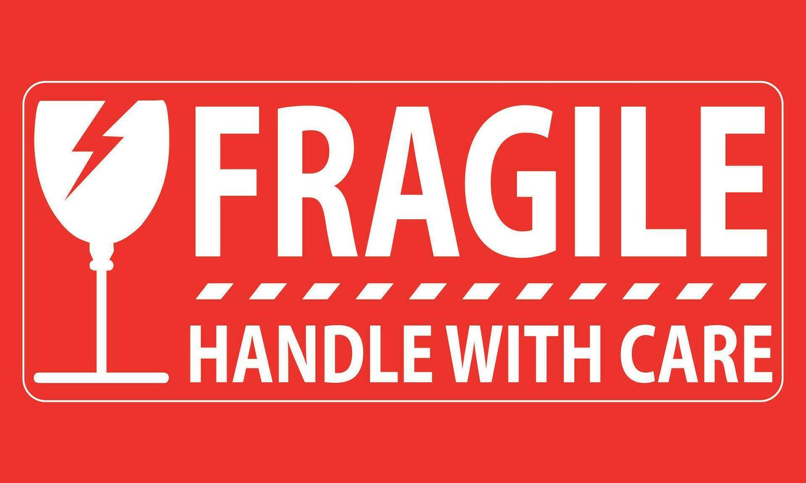 Fragile handle with care sticker, fragile label with broken glass symbol vector. vector