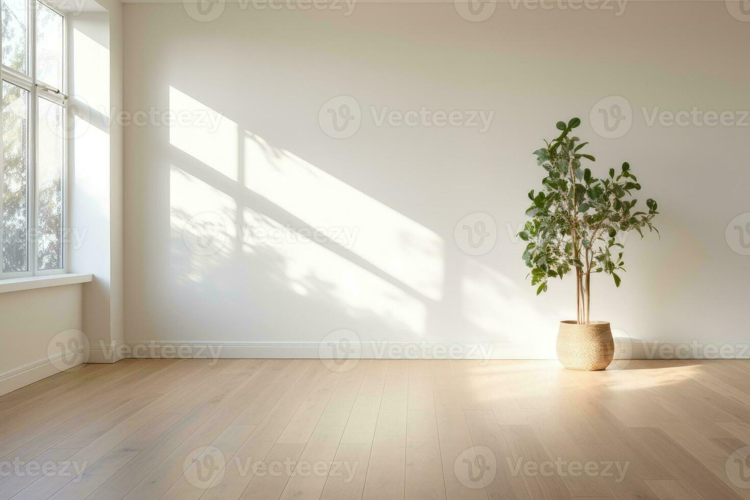 ai generado vacío habitación y pared y de madera piso con interesante con destello desde el ventana. interior antecedentes para el presentación. generativo ai foto