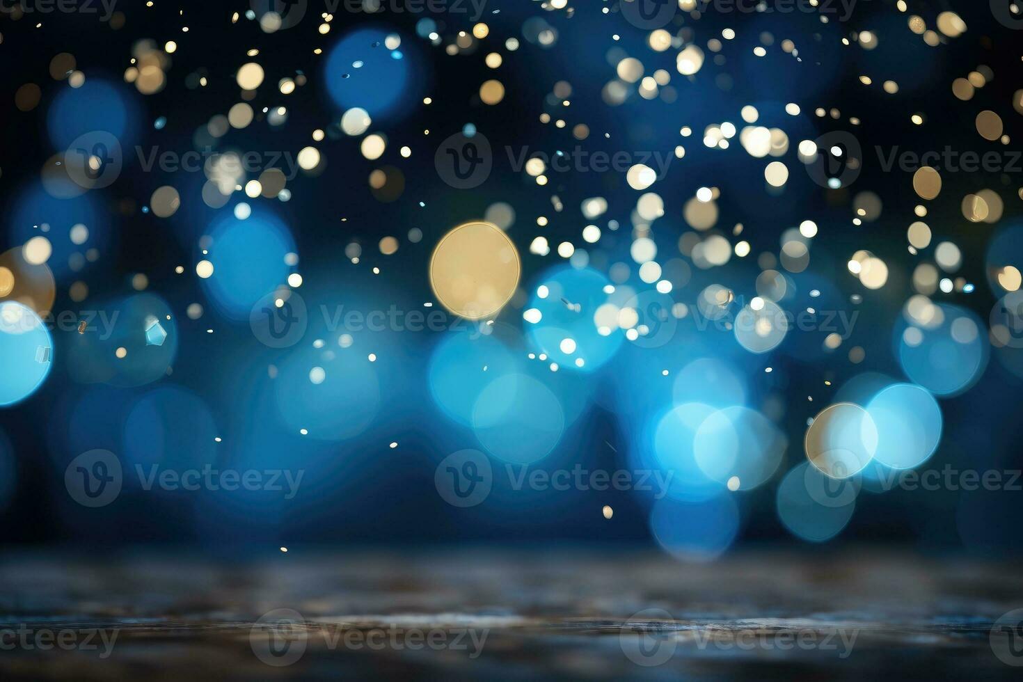 AI Generated Abstract blue bright light glittering bokeh blur background. Generative AI photo