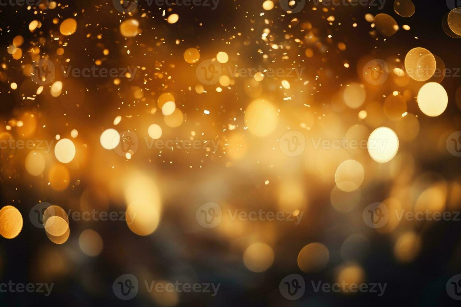 AI Generated Abstract yellow bright light glittering bokeh blur background. Generative AI photo