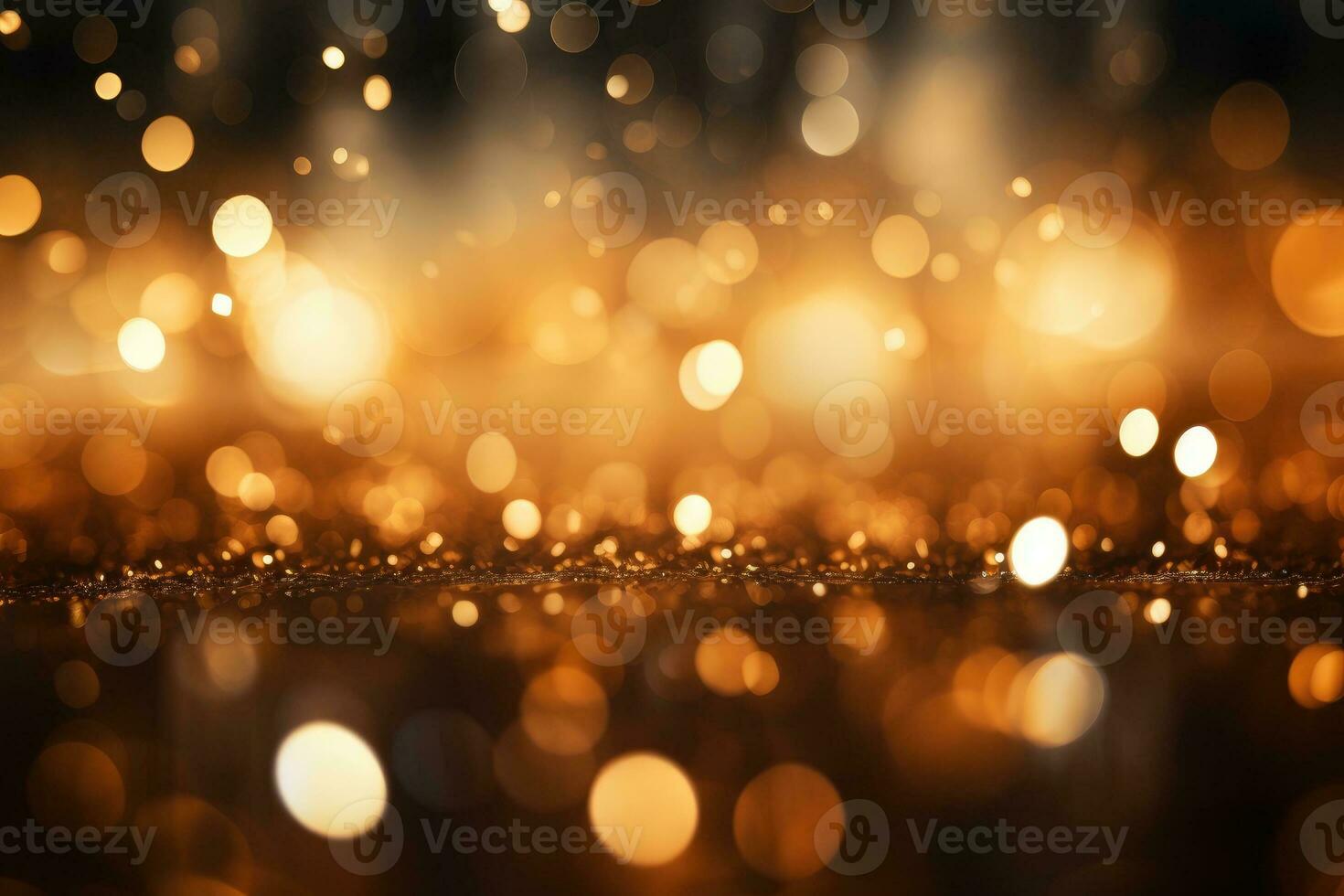 AI Generated Abstract gold bright light glittering bokeh blur background. Generative AI photo