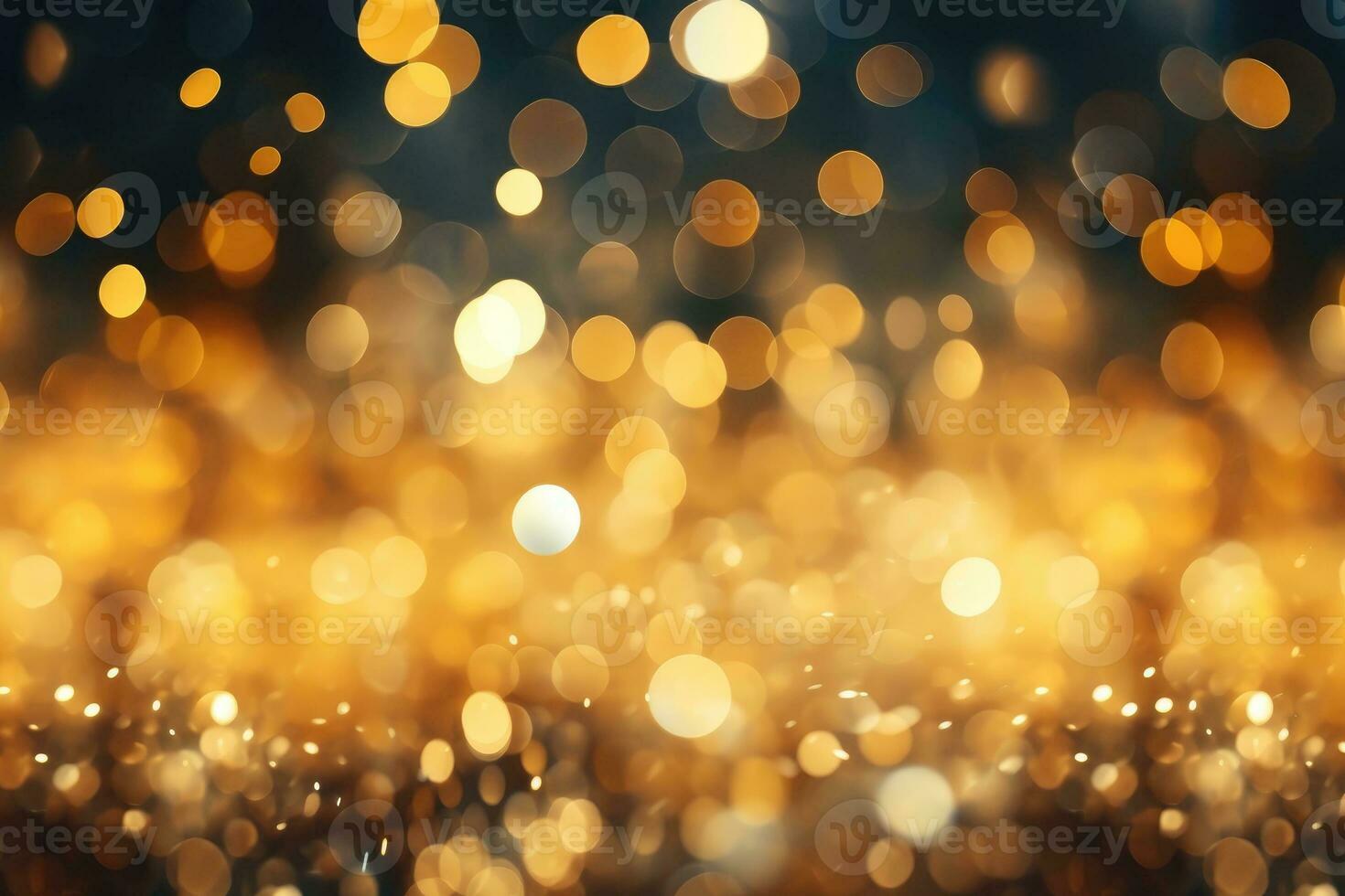AI Generated Abstract yellow bright light glittering bokeh blur background. Generative AI photo