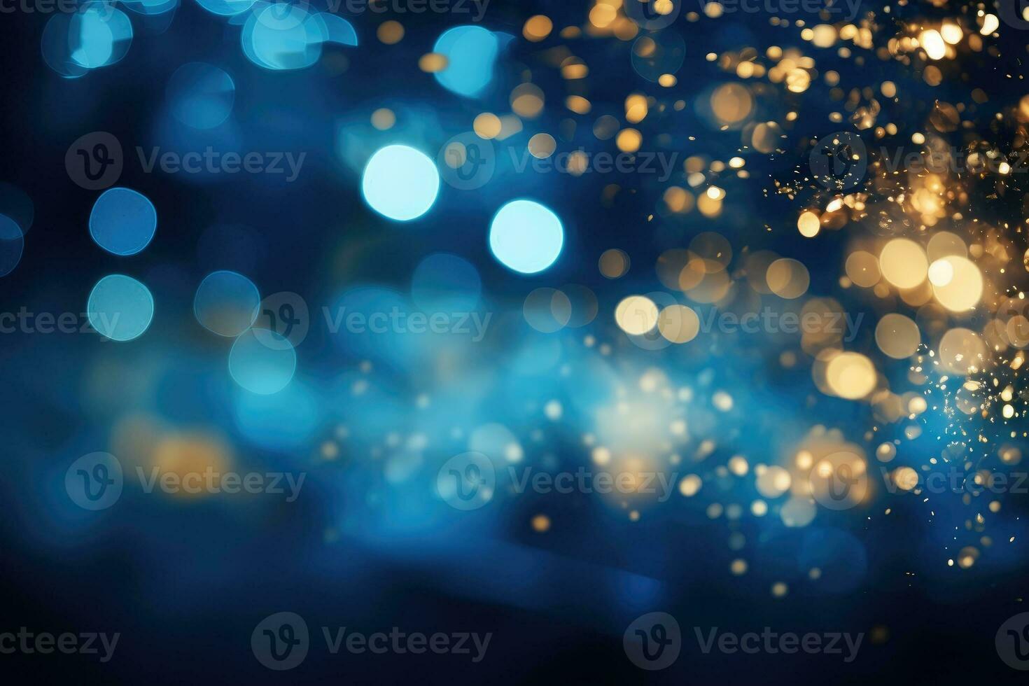 AI Generated Abstract blue bright light glittering bokeh blur background. Generative AI photo