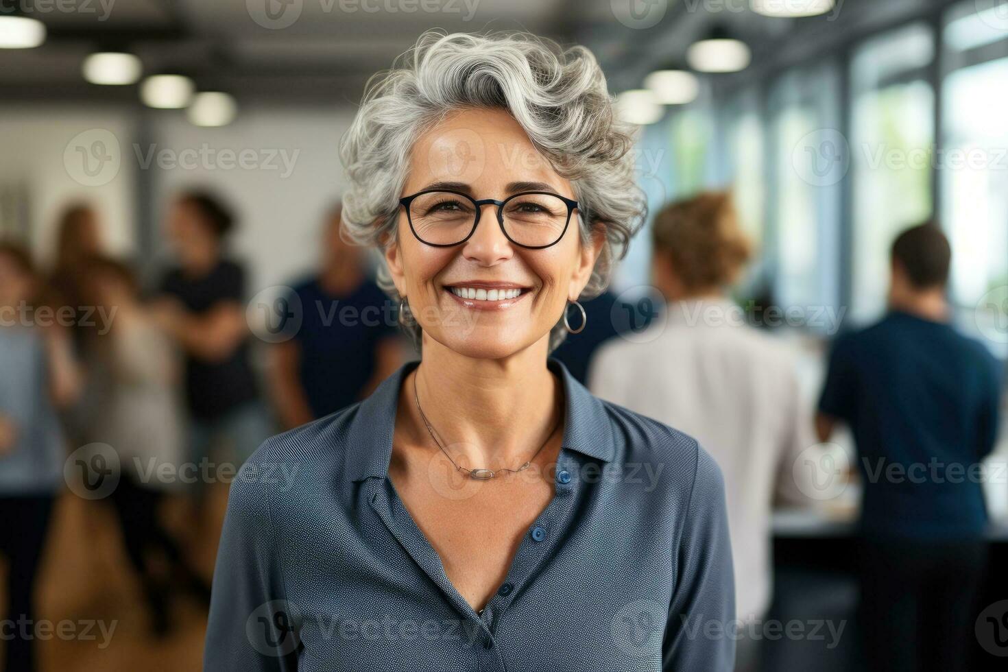 AI Generated Successful business senior woman looking confident and smiling. Generative AI photo