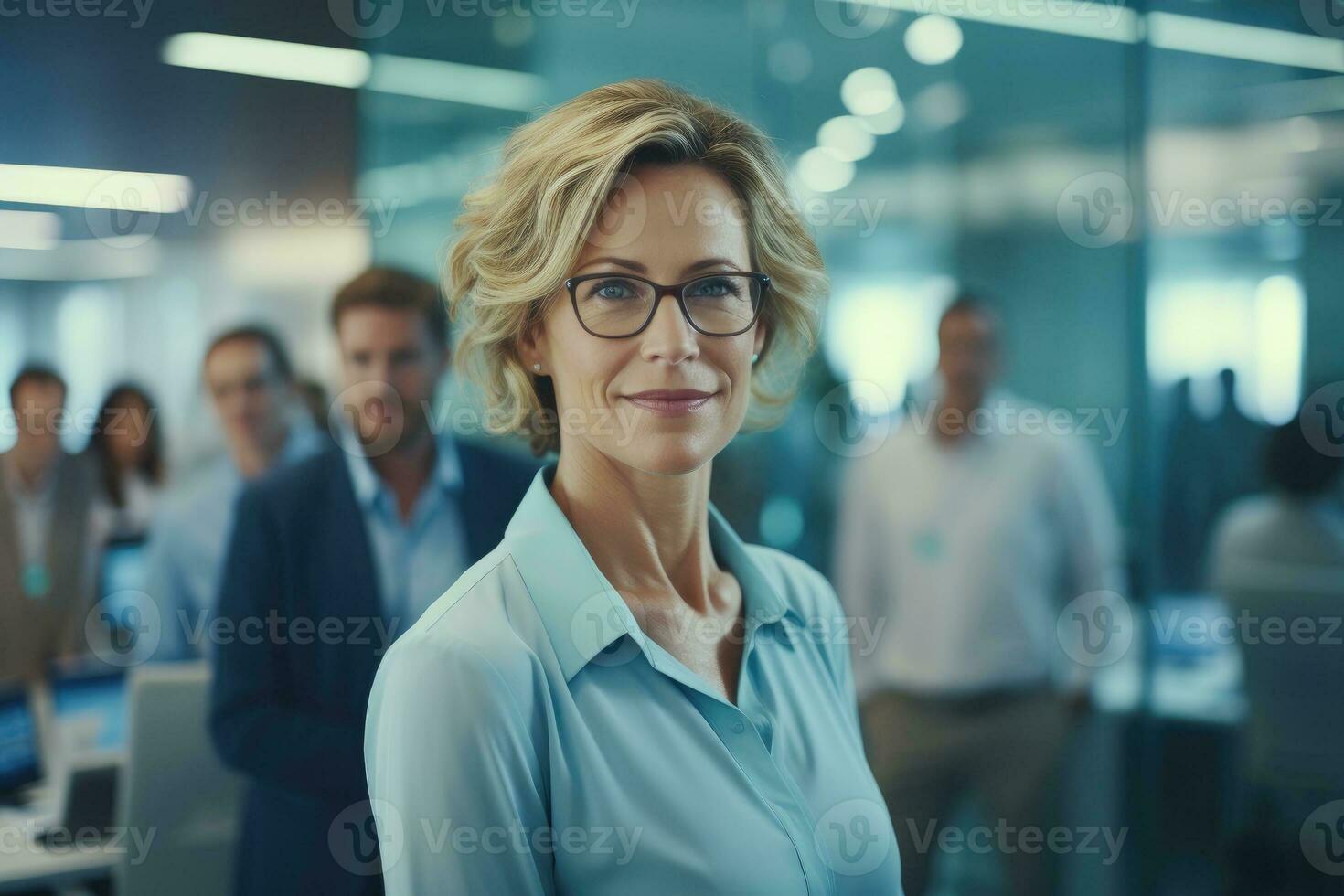 AI Generated Successful business senior woman looking confident and smiling. Generative AI photo