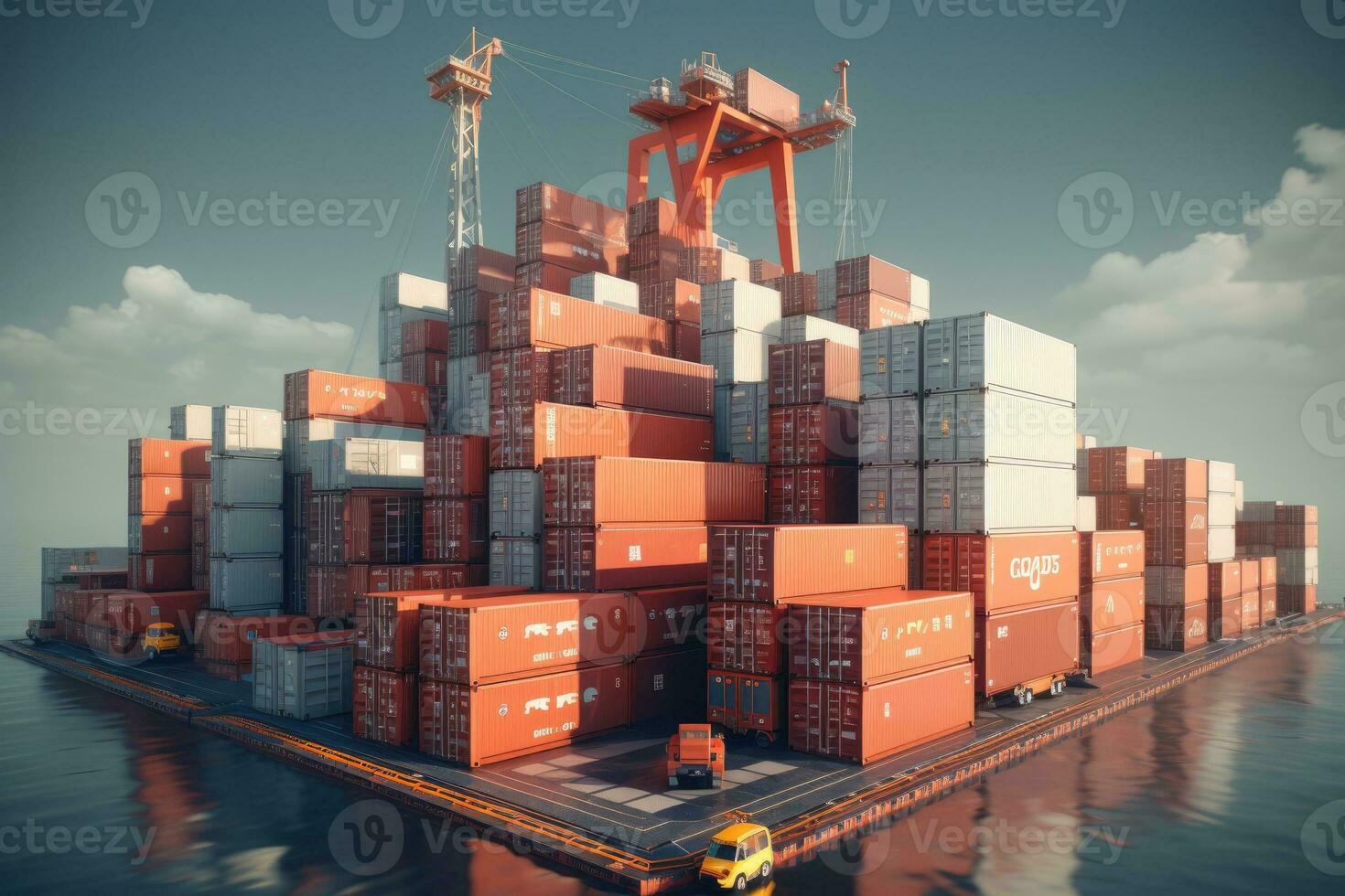 AI Generated A large warehouse with rows of multiple stacks of boxes and merchandise, logistic and warehouse concept. Generative AI photo