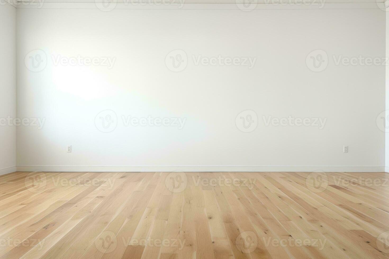 AI Generated Empty room and wall and wooden floor with interesting with glare from the window. Interior background for the presentation. Generative AI photo